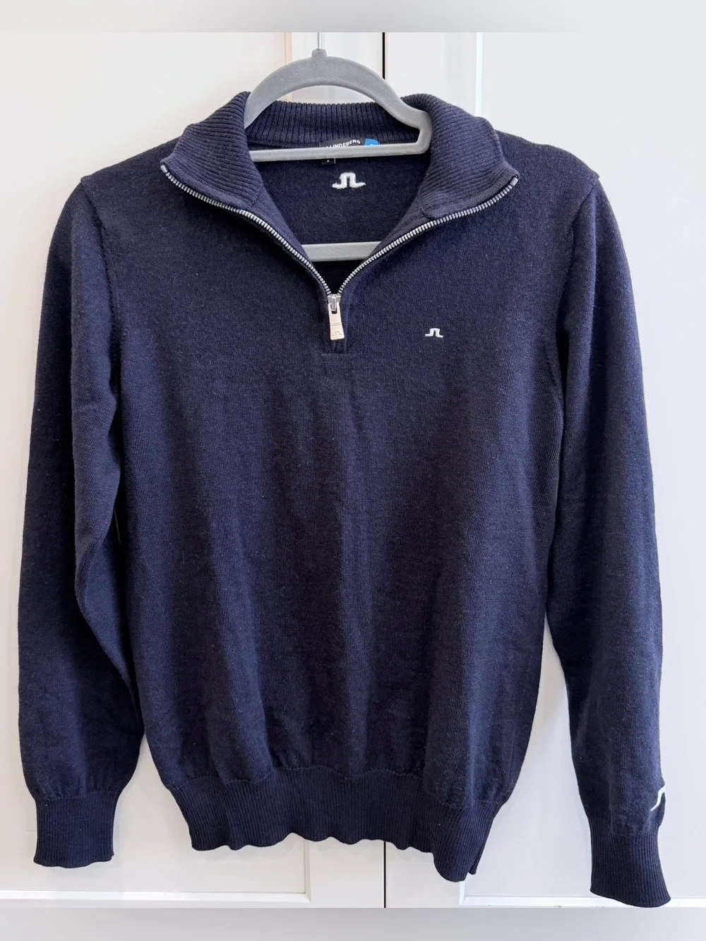 J.Lindeberg Kian Tour Merino Wool 1/4 Zip Sweater Navy Small Golf Mens